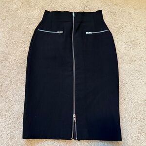 ZARA Black Zippered Stretch Pencil Skirt XS